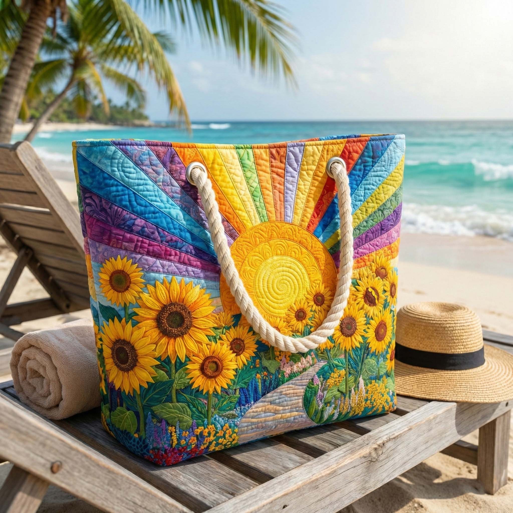 Quilted Rainbow Beach Bag