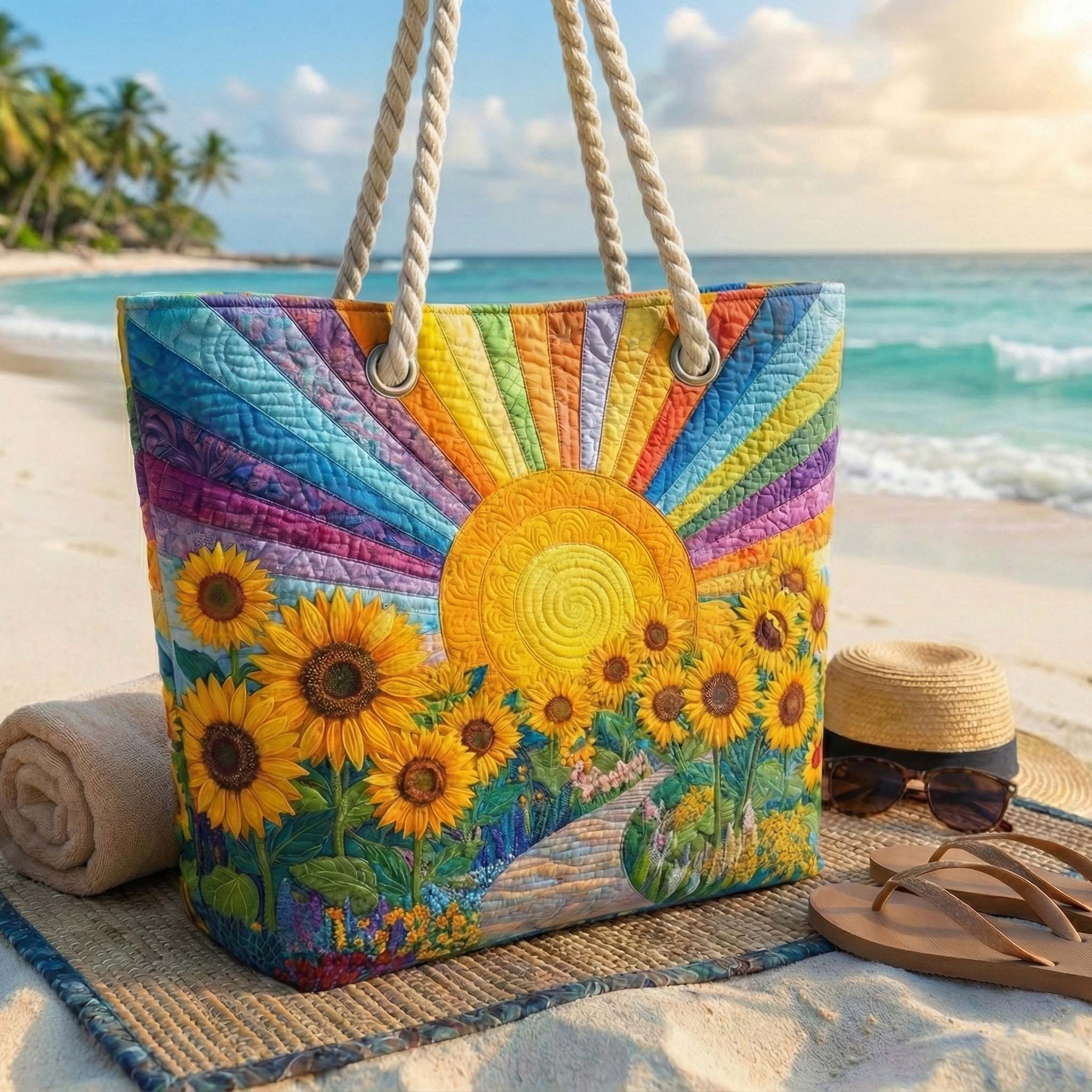 Quilted Rainbow Beach Bag