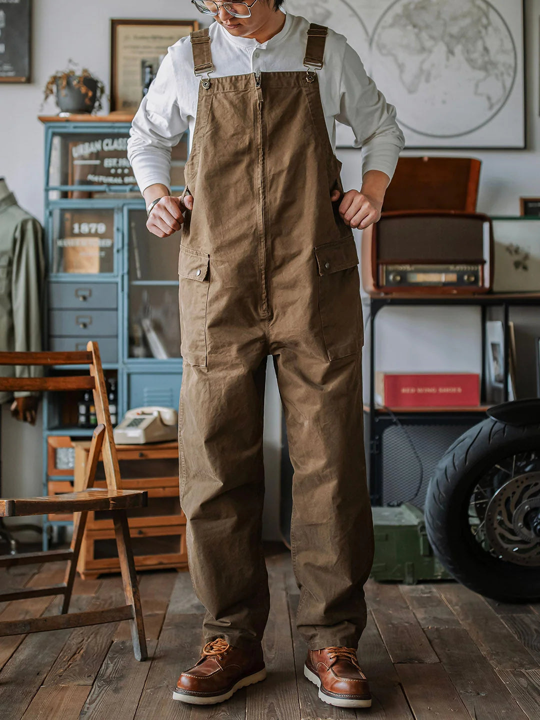 Victor™ | Pantalon à bretelles beige élégant