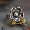 Bague Minimaliste Fleurs Rétro