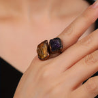 Bague en Pierre à Double Tête Radieuse