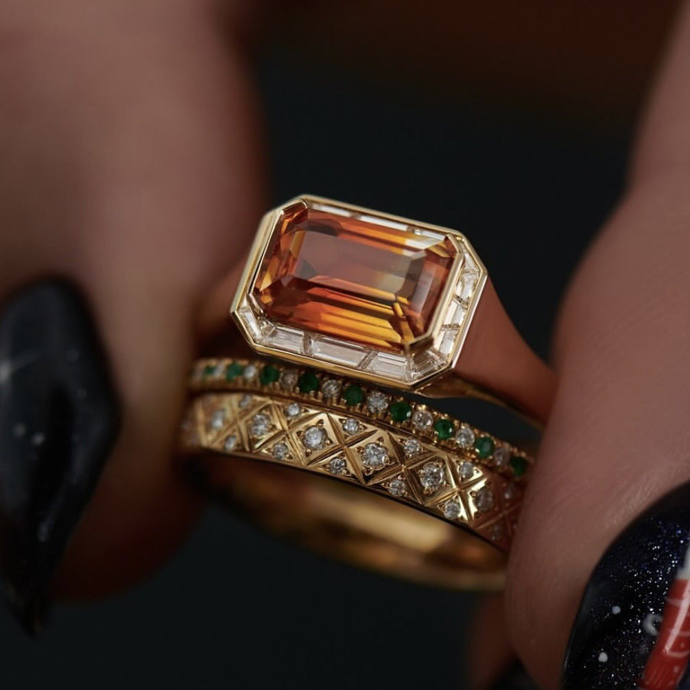 Ensemble de Bagues Vintage Dorées en Trois Pièces