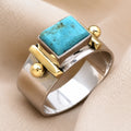 Bague Boho Carrée Turquoise Classique