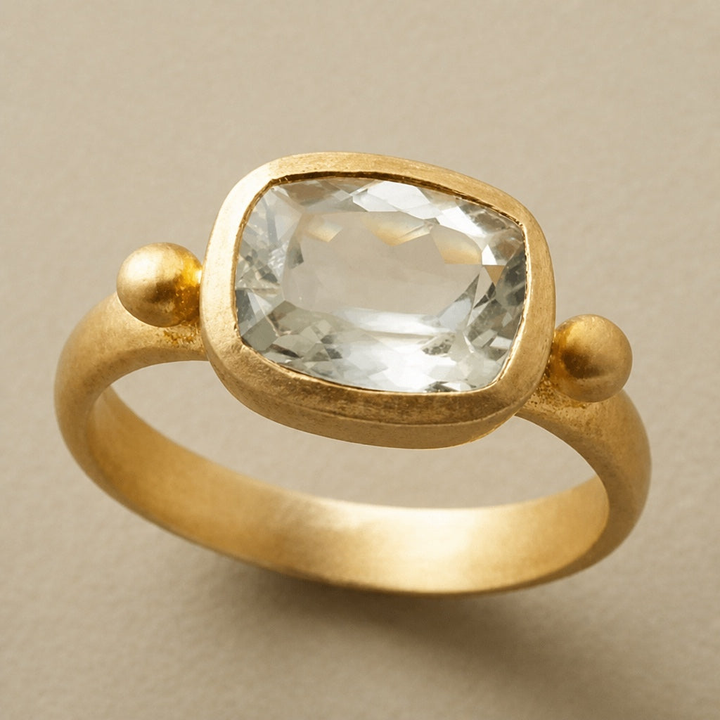 Bague de déclaration avec inlay mat