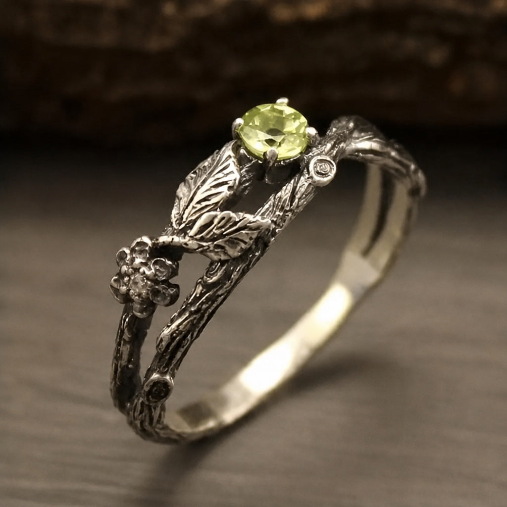 Bague Branche en Zirconie Verte