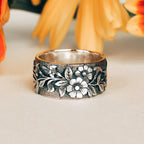 Bague Florale Sculptée Rétro Bohème