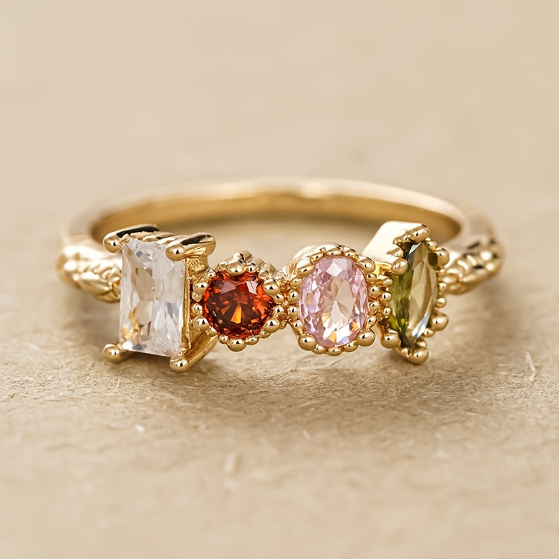 Bague en Gemmes Multicolores Rétro
