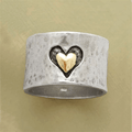 Bague en Cœur Argenté Bicolore Rétro