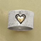 Bague en Cœur Argenté Bicolore Rétro
