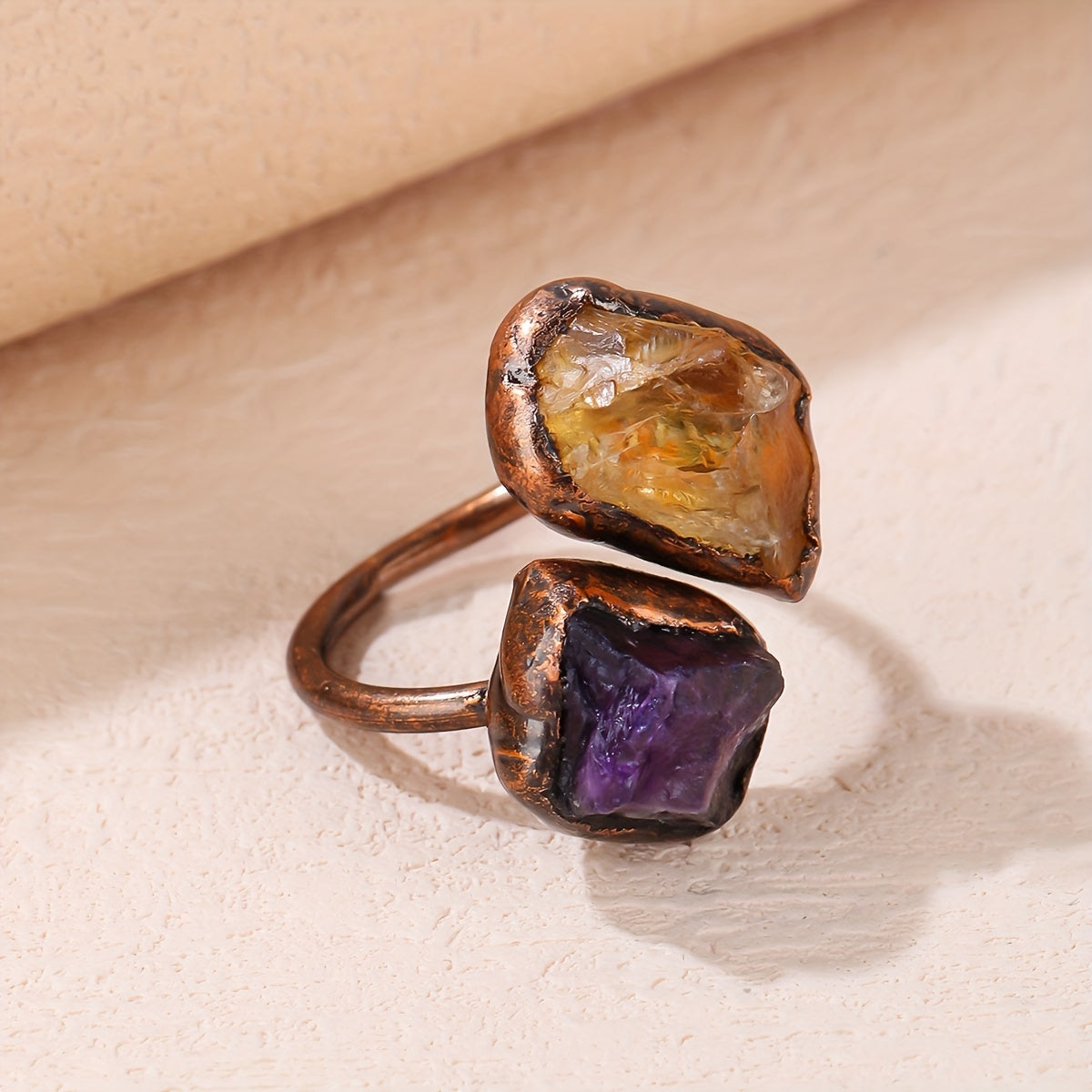 Bague en Pierre à Double Tête Radieuse