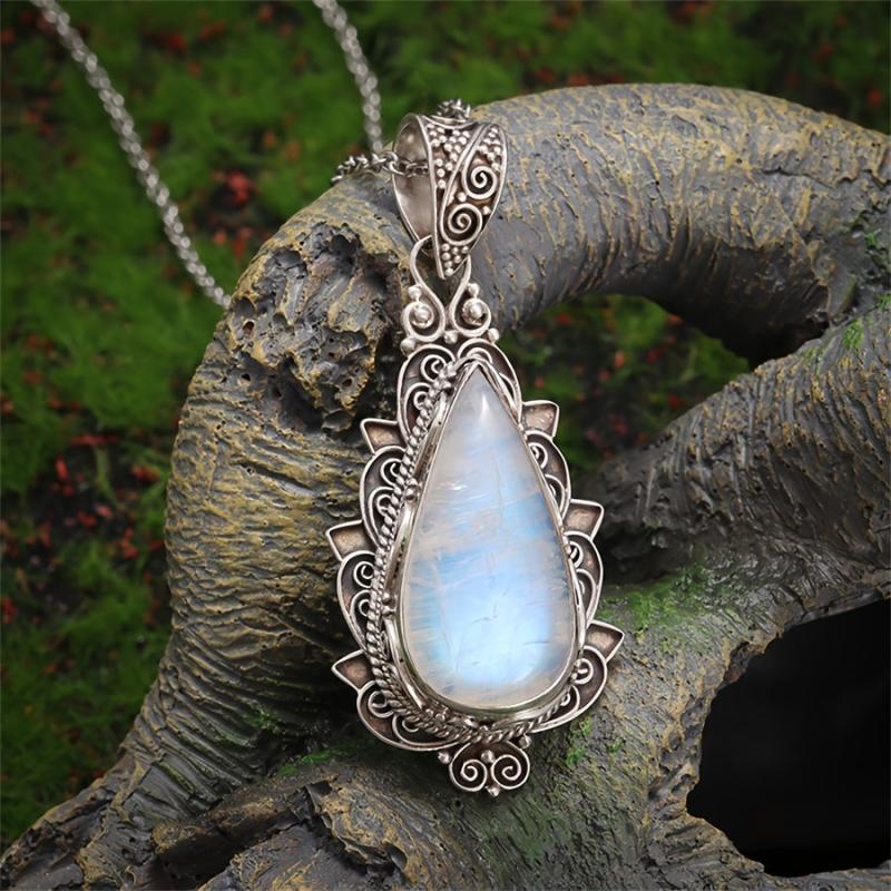 Collier Pendentif en Pierre de Lune Vintage