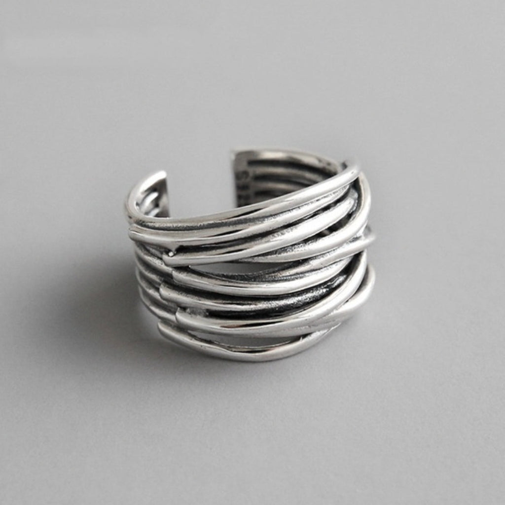 Bague Ajustable en Argent à Couches