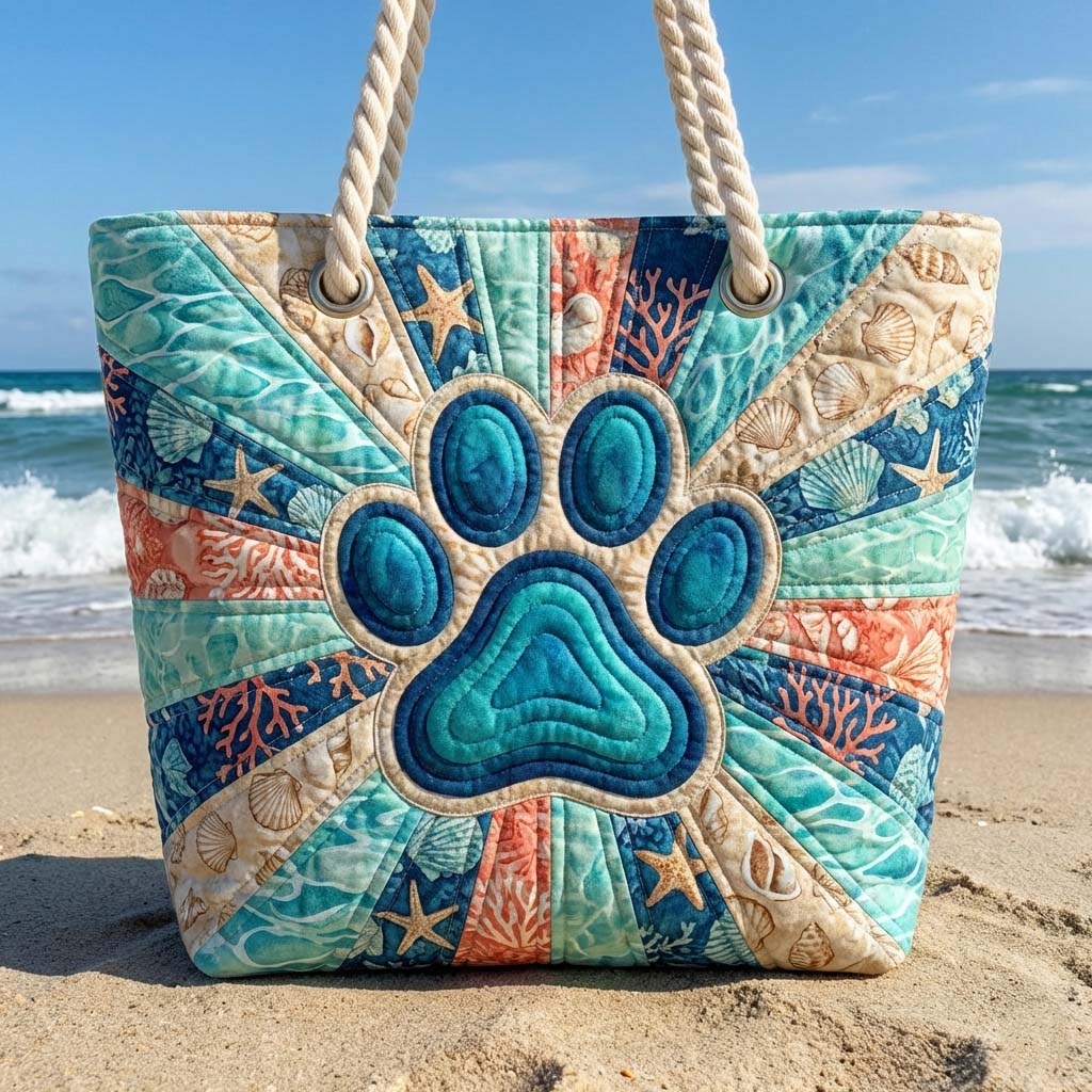 Quilted Beach Bag with Print