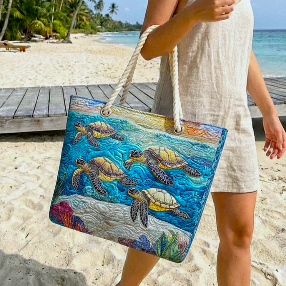 Quilted Beach Bag Sea Turtle