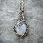 Collier en pierre de lune - Pendentif en fil