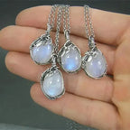 Collier en pierre de lune - Pendentif en fil