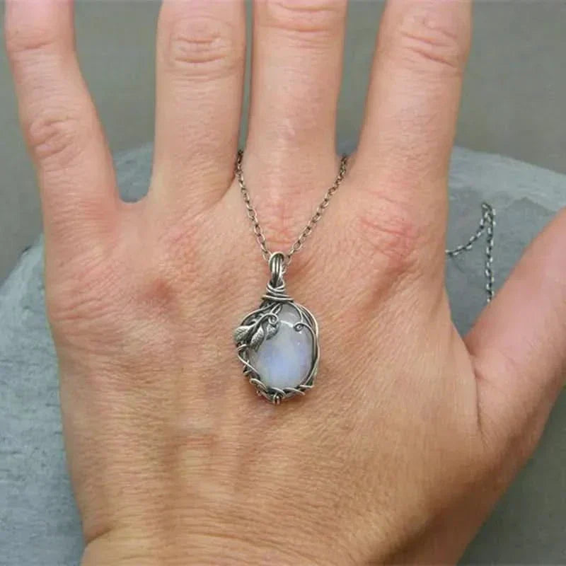 Collier en pierre de lune - Pendentif en fil