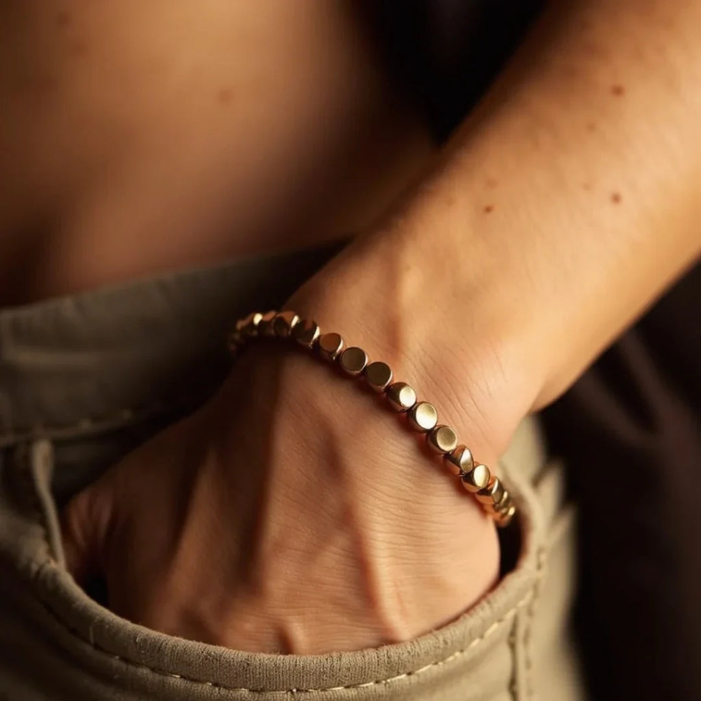 Bracelet "Bouclier Tibétain" en Perles de Cuivre
