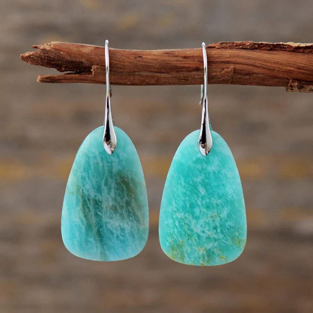 Boucles d'oreilles en pierre turquoise antique