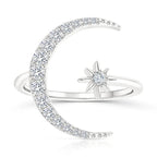 Bague Lune et Étoile en Argent