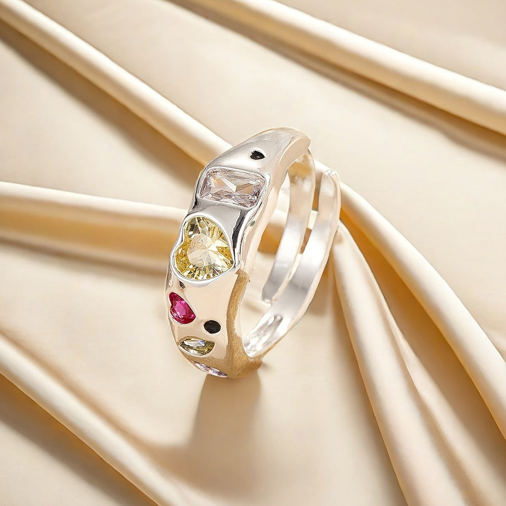 Bague Ouverte en Zirconia Arc-en-Ciel
