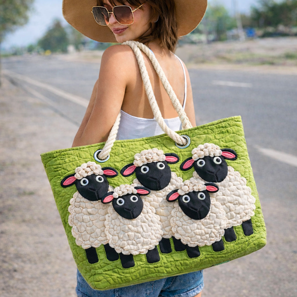 Quilted Beach Bag Cloud of Sheep