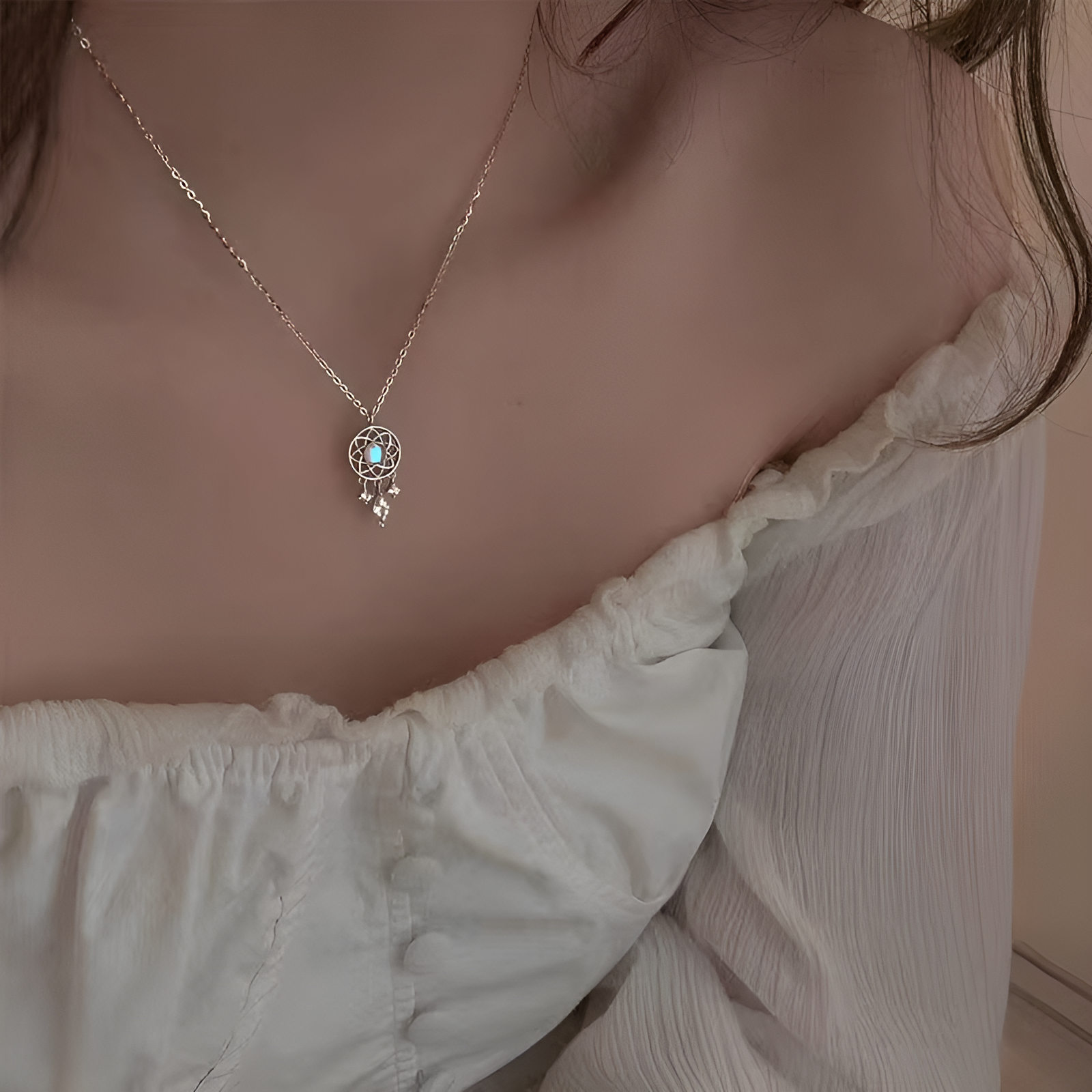 Collier en pierre de lune - Attrape-rêves