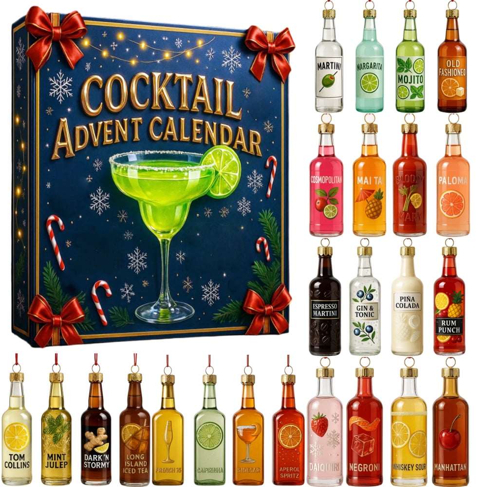 🎄Calendrier de l'Avent Cocktail en Acrylique 2D 2025 (Acrylique 2D, impression unilatérale)