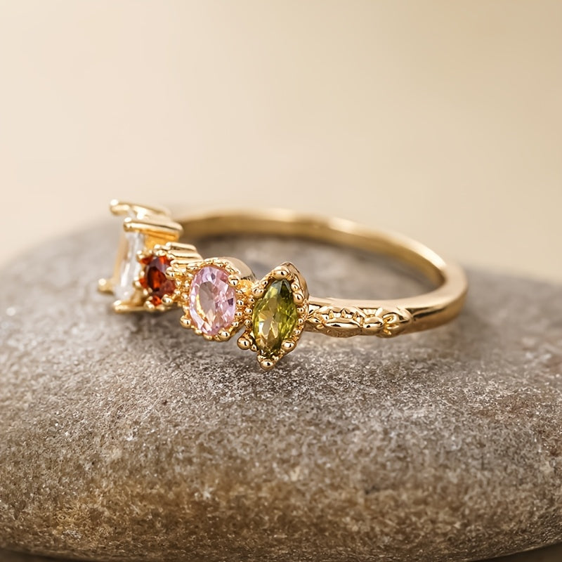 Bague en Gemmes Multicolores Rétro