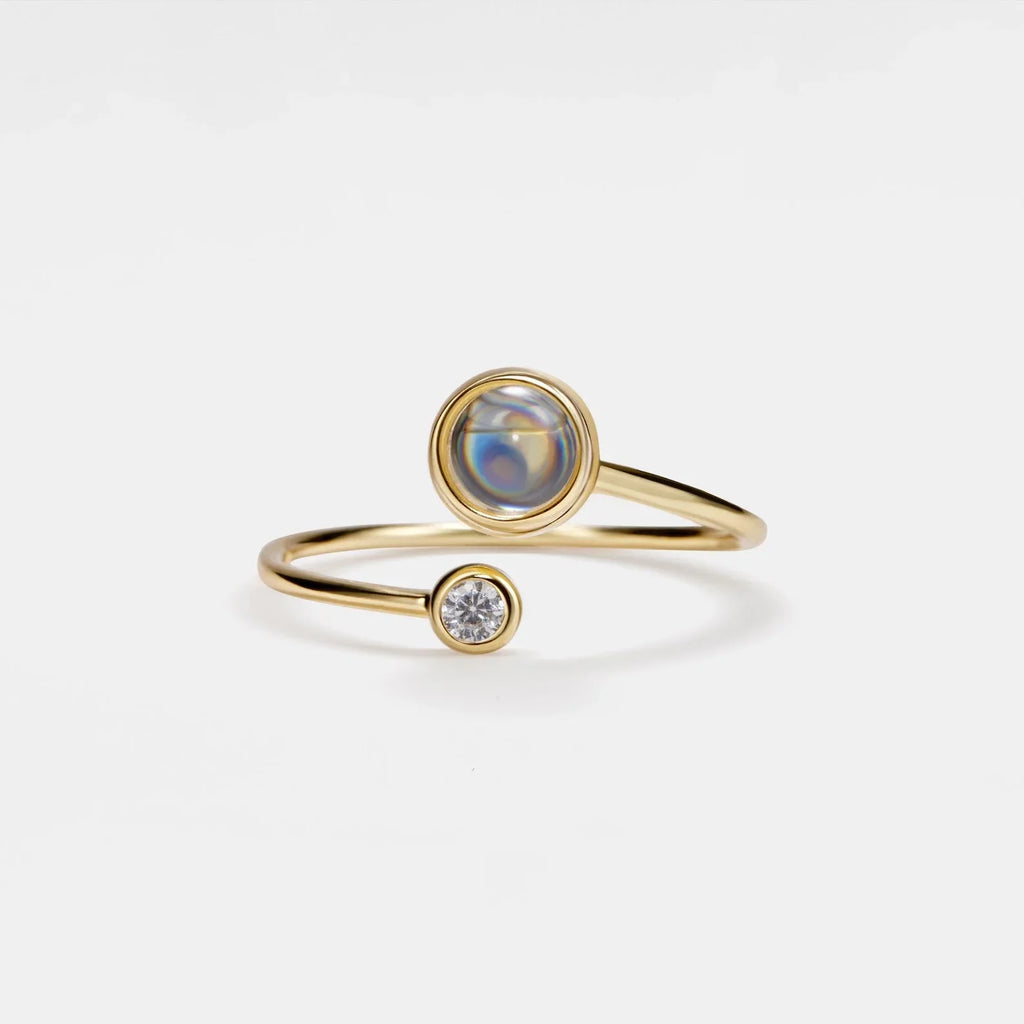 Bague Double Pierre en Labradorite et Pierre de Lune