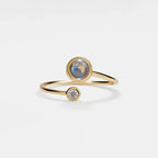 Bague Double Pierre en Labradorite et Pierre de Lune