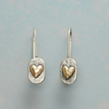 Boucles d'oreilles en cœur en or vintage avec argent
